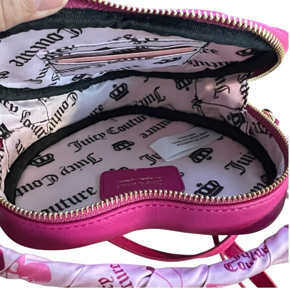 Juicy Couture Raspberry Tart Holding the Line Heart Crossbody Bag Pink - Picture 5 of 7